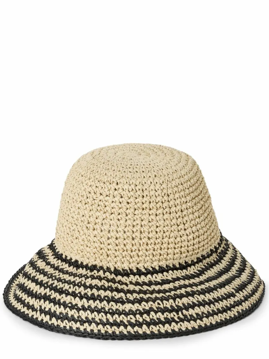 Marie Lund Mützen & Hüte*Damen Hut sand schwarz gestreift