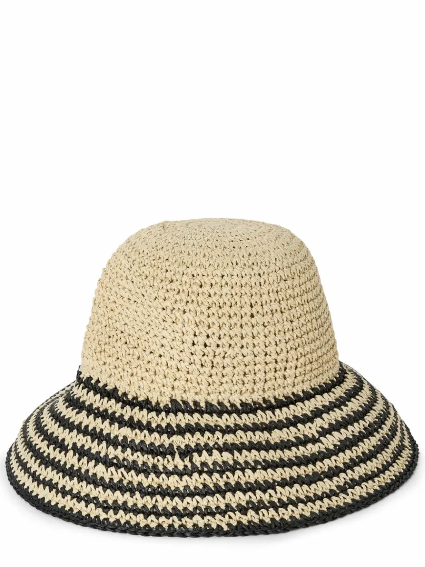 Marie Lund Mützen & Hüte*Damen Hut sand schwarz gestreift