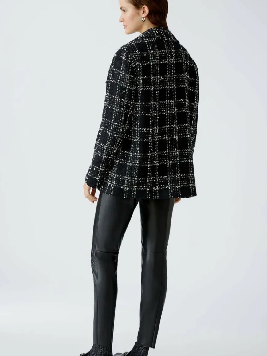 Oui Blazer*Damen Jacke schwarz weiß kariert