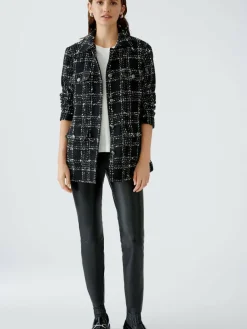 Oui Blazer*Damen Jacke schwarz weiß kariert