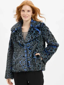 Rich & Royal Jacken & Westen*Damen Jacke aus Kunstfell blau schwarz gemustert