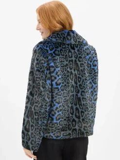 Rich & Royal Jacken & Westen*Damen Jacke aus Kunstfell blau schwarz gemustert