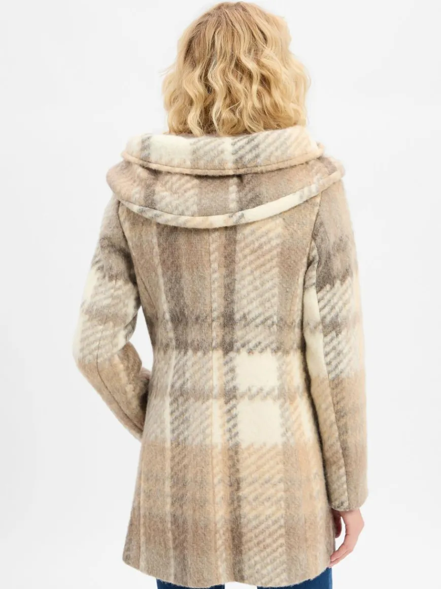 Amber & June Jacken & Westen*Damen Jacke mit Woll-Anteil vanille melange kariert