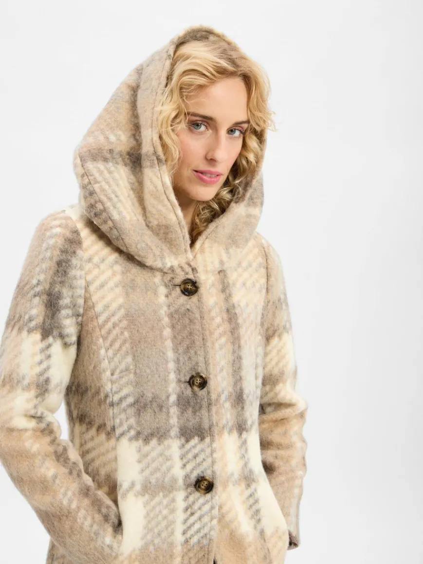 Amber & June Jacken & Westen*Damen Jacke mit Woll-Anteil vanille melange kariert