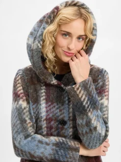 Amber & June Jacken & Westen*Damen Jacke mit Woll-Anteil blau mehrfarbig kariert