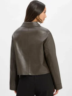 Neo Noir Jacken & Westen*Damen Jacke Romana Faux schoko uni