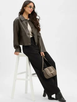 Neo Noir Jacken & Westen*Damen Jacke Romana Faux schoko uni