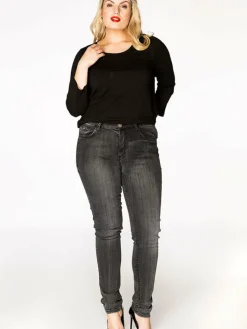 YOEK Jeans*Damen Jeans schwarz uni