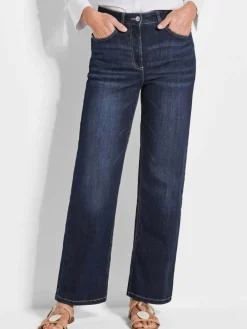 Goldner Jeans*Damen Jeans - Denim Jeans mit weitem Bein blau uni