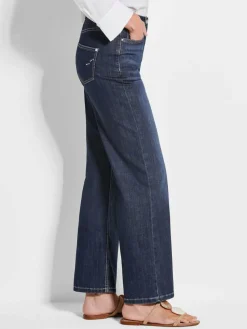 Goldner Jeans*Damen Jeans - Denim Jeans mit weitem Bein blau uni
