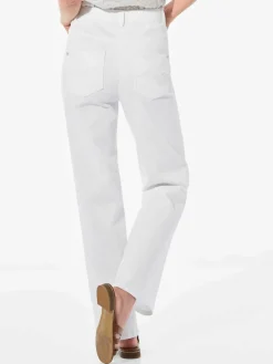 Goldner Jeans*Damen Jeans - Denim Jeans mit weitem Bein weiß uni