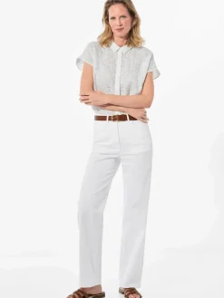 Goldner Jeans*Damen Jeans - Denim Jeans mit weitem Bein weiß uni