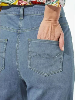 Goldner Jeans*Damen Jeans - Denim Jeans mit weitem Bein hellblau uni