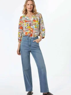 Goldner Jeans*Damen Jeans - Denim Jeans mit weitem Bein hellblau uni