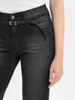 Angels Jeans*Damen Jeans - Liz Belt anthrazit uni