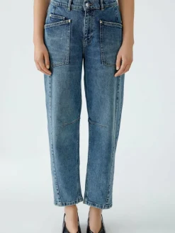 Oui Jeans*Damen Jeans Barrel blau uni