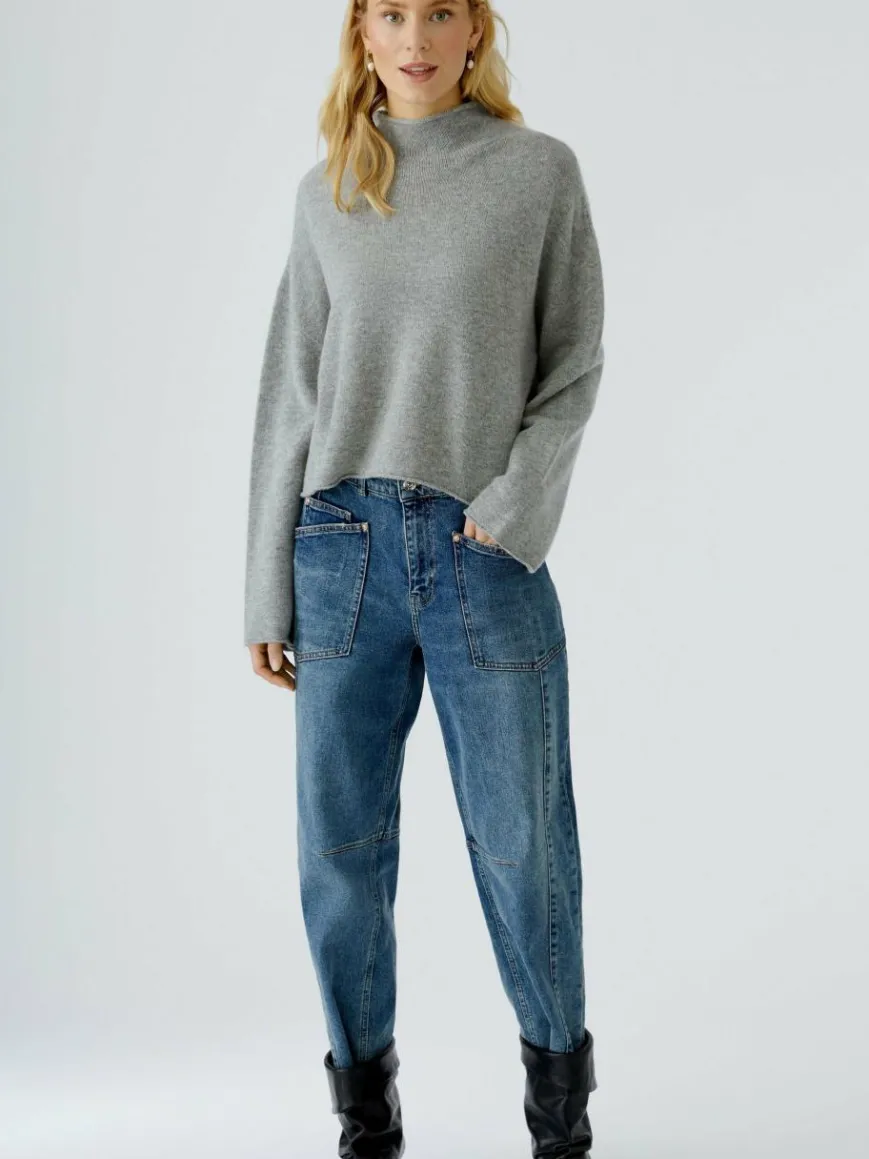 Oui Jeans*Damen Jeans Barrel blau uni