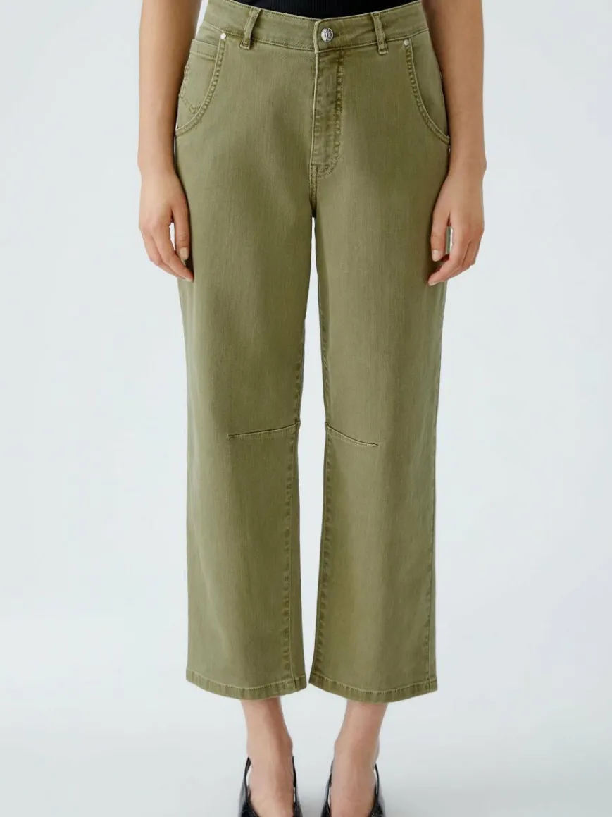 Oui Jeans*Damen Jeans Barrel oliv uni