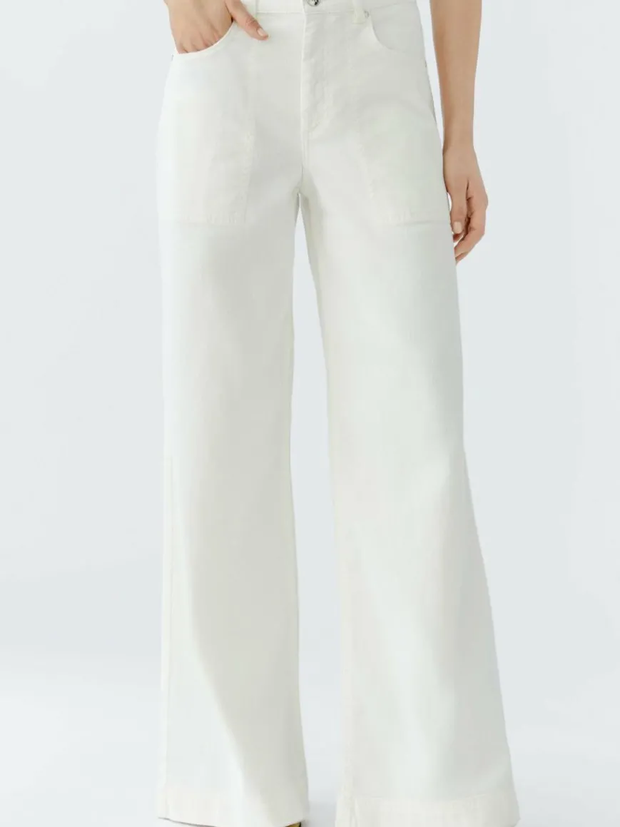 Oui Jeans*Damen Jeans Flared weiß uni