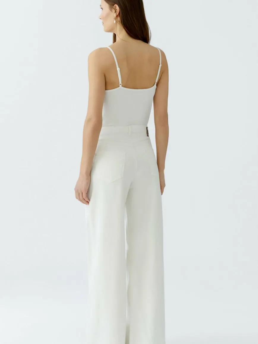 Oui Jeans*Damen Jeans Flared weiß uni