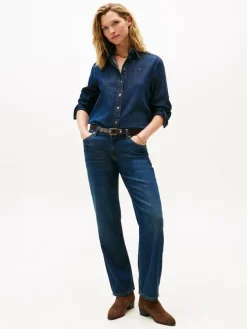 Tommy Hilfiger Blusen*Damen Jeansbluse denim uni