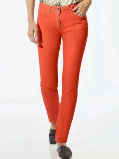Goldner Jeans*Damen Jeanshose - Lange Freizeithose BELLA mit Formbund orange uni