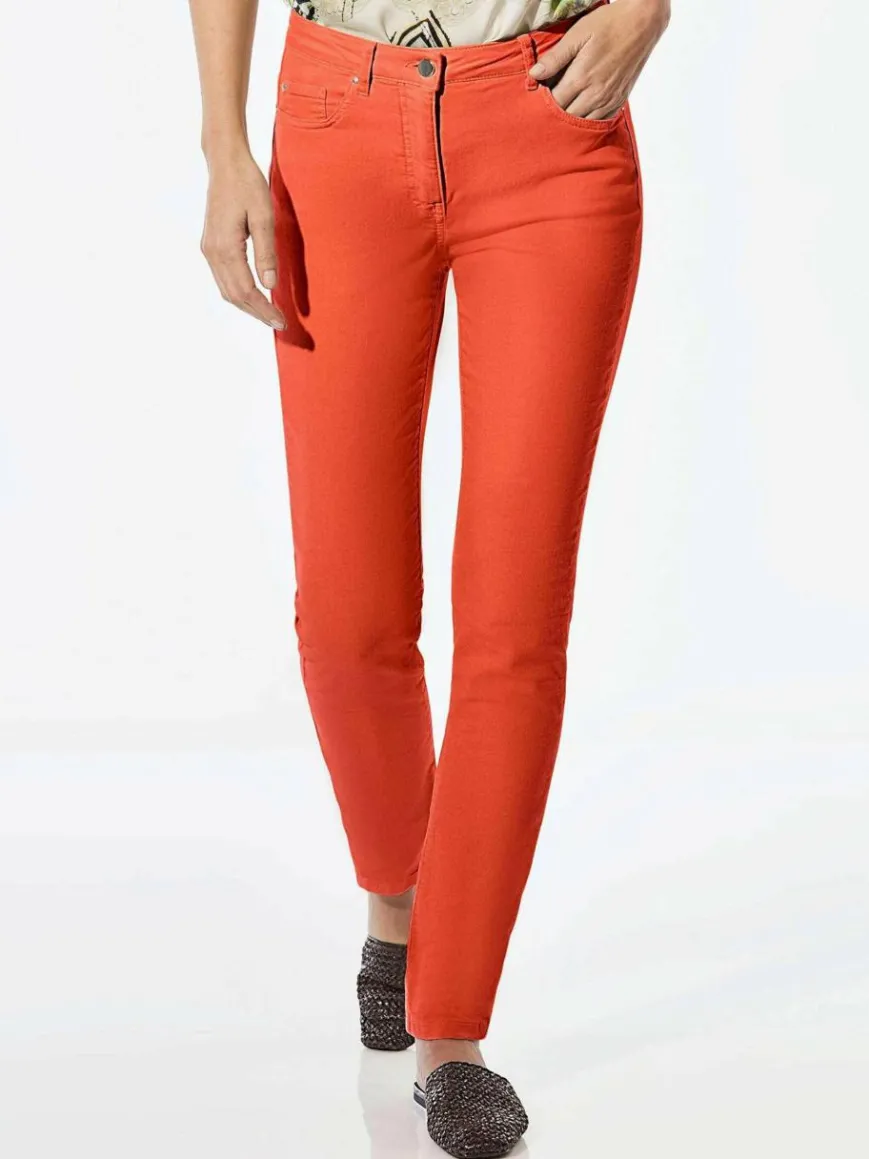 Goldner Jeans*Damen Jeanshose - Lange Freizeithose BELLA mit Formbund orange uni