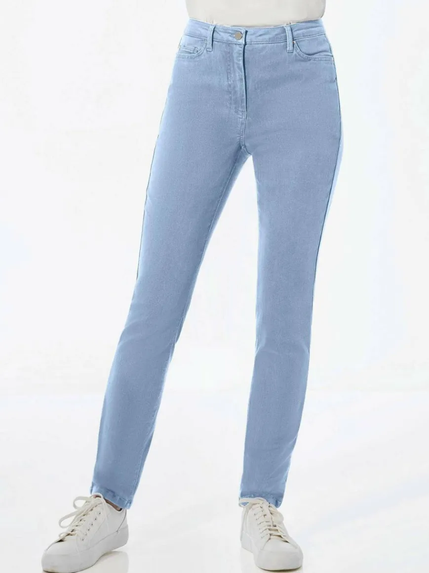 Goldner Jeans*Damen Jeanshose - Lange Freizeithose BELLA mit Formbund blau uni