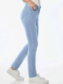 Goldner Jeans*Damen Jeanshose - Lange Freizeithose BELLA mit Formbund blau uni