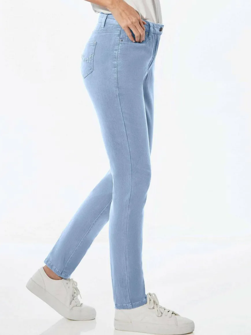 Goldner Jeans*Damen Jeanshose - Lange Freizeithose BELLA mit Formbund blau uni