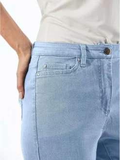 Goldner Jeans*Damen Jeanshose - Lange Freizeithose BELLA mit Formbund blau uni