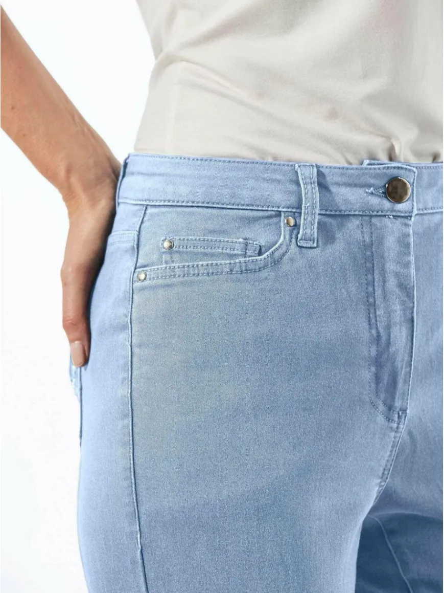 Goldner Jeans*Damen Jeanshose - Lange Freizeithose BELLA mit Formbund blau uni