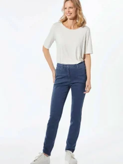 Goldner Jeans*Damen Jeanshose - Lange Freizeithose BELLA mit Formbund hellblau uni