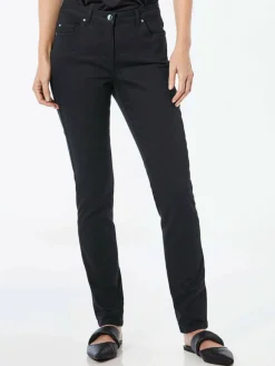 Goldner Jeans*Damen Jeanshose - Lange Freizeithose BELLA mit Formbund schwarz uni