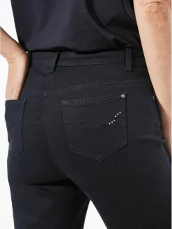 Goldner Jeans*Damen Jeanshose - Lange Freizeithose BELLA mit Formbund schwarz uni