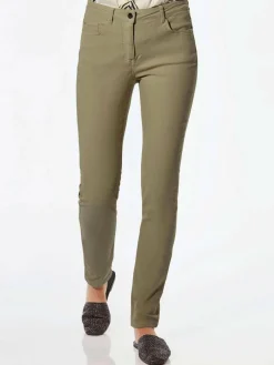 Goldner Jeans*Damen Jeanshose - Lange Freizeithose BELLA mit Formbund schilf uni