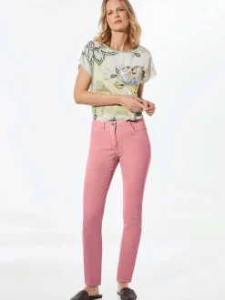 Goldner Jeans*Damen Jeanshose - Lange Freizeithose BELLA mit Formbund rosa uni