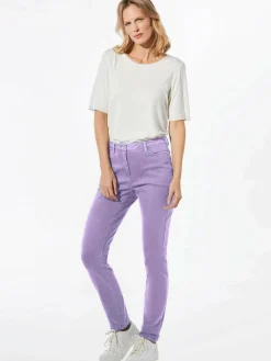 Goldner Jeans*Damen Jeanshose - Lange Freizeithose BELLA mit Formbund flieder uni