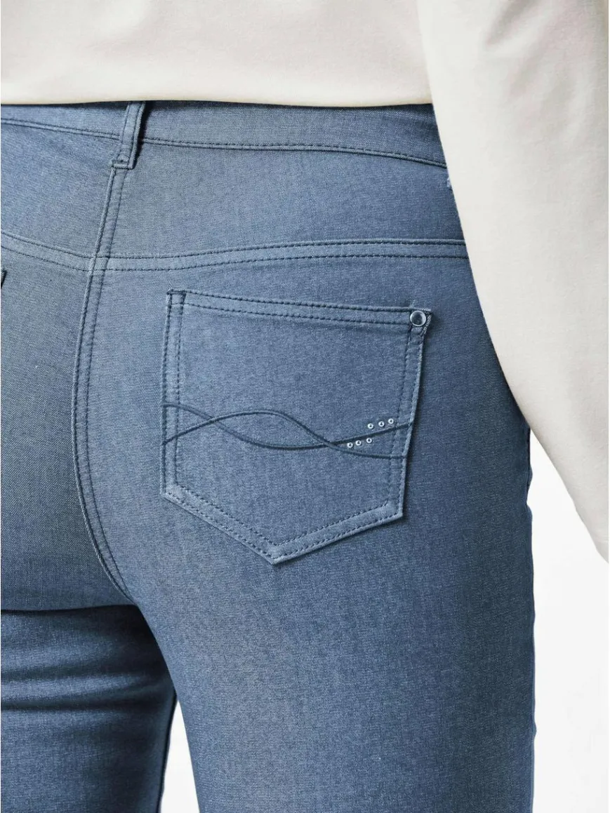 Goldner Jeans*Damen 7/8-Jeanshose - Schmale Stretchhose BELLA hellblau uni