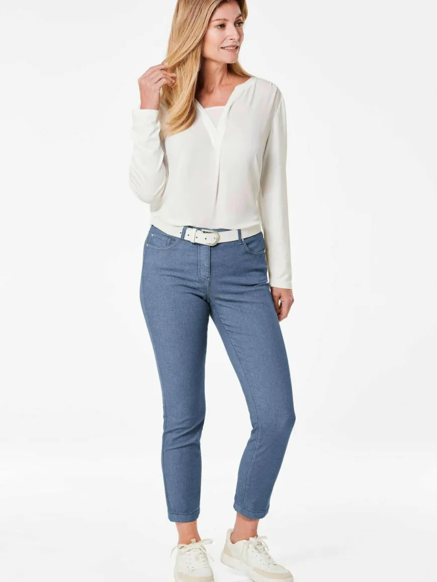 Goldner Jeans*Damen 7/8-Jeanshose - Schmale Stretchhose BELLA hellblau uni