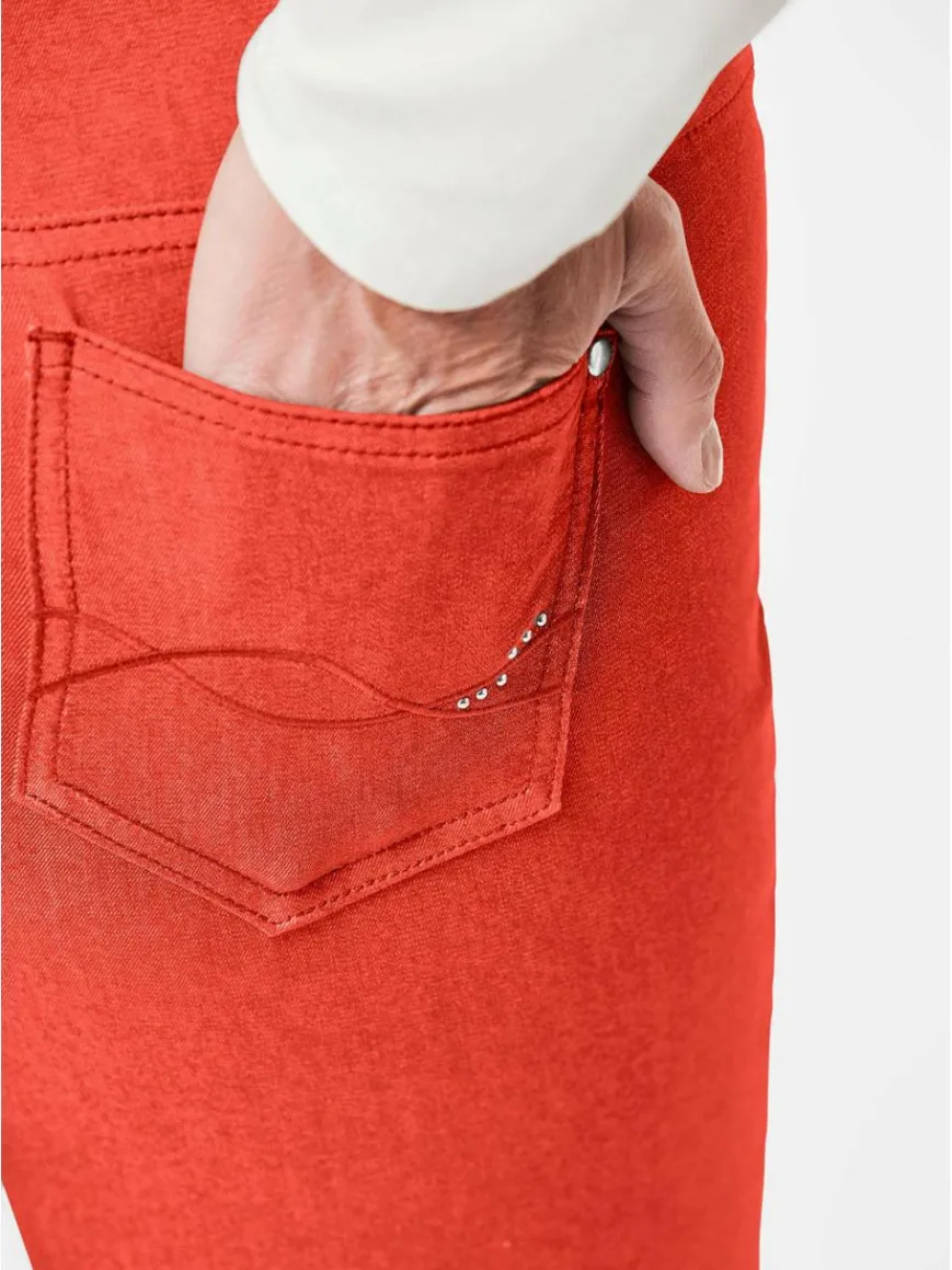 Goldner Jeans*Damen 7/8-Jeanshose - Schmale Stretchhose BELLA orange uni