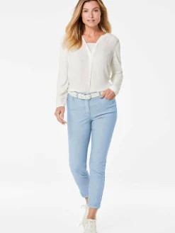 Goldner Jeans*Damen 7/8-Jeanshose - Schmale Stretchhose BELLA blau uni