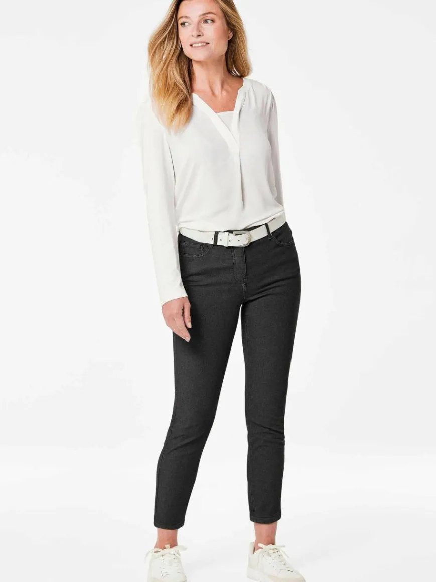 Goldner Jeans*Damen 7/8-Jeanshose - Schmale Stretchhose BELLA schwarz uni