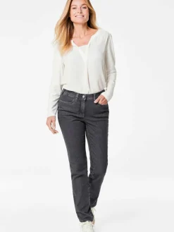 Goldner Jeans*Damen Jeanshose ANNA - Klassische Jeanshose ANNA anthrazit uni