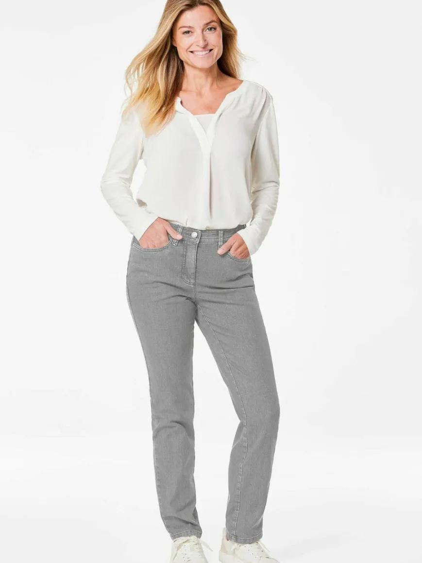 Goldner Jeans*Damen Jeanshose ANNA - Klassische Jeanshose ANNA hellgrau uni