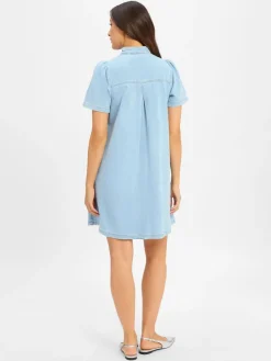 Msch Copenhagen Kleider*Damen Jeanskleid - MSCHJolene Elena bleached uni