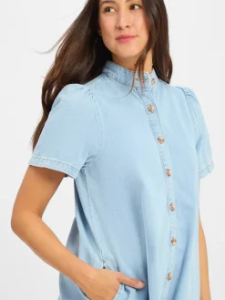 Msch Copenhagen Kleider*Damen Jeanskleid - MSCHJolene Elena bleached uni