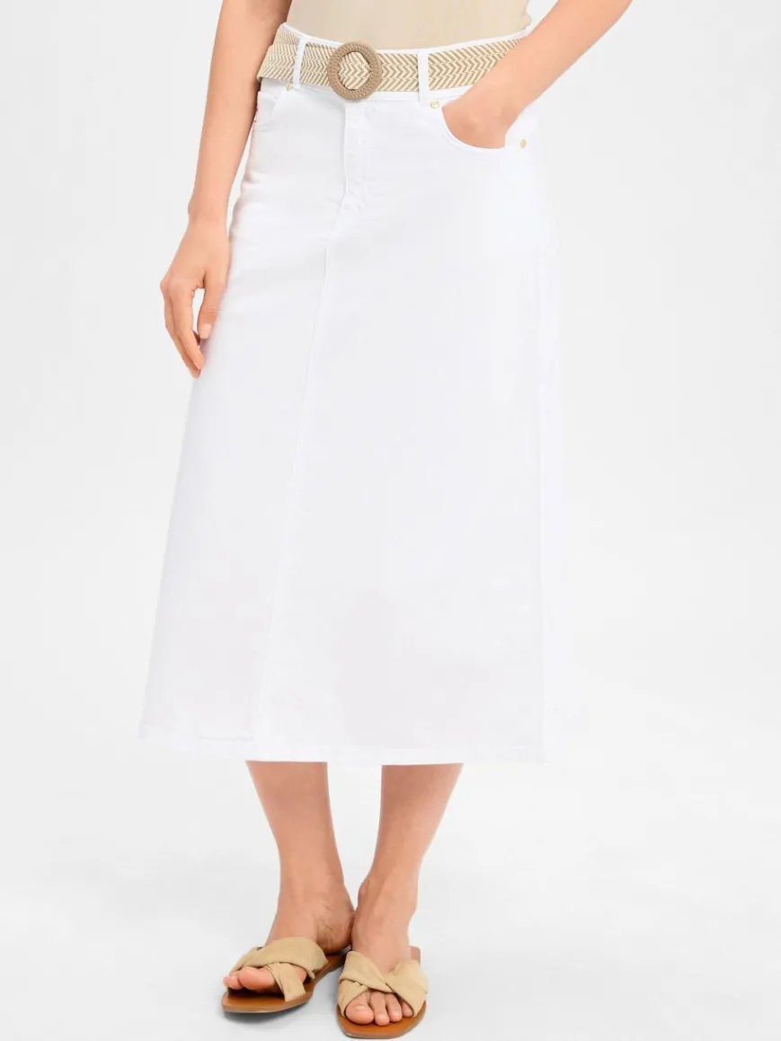 More & More Röcke*Damen Jeansrock weiß uni