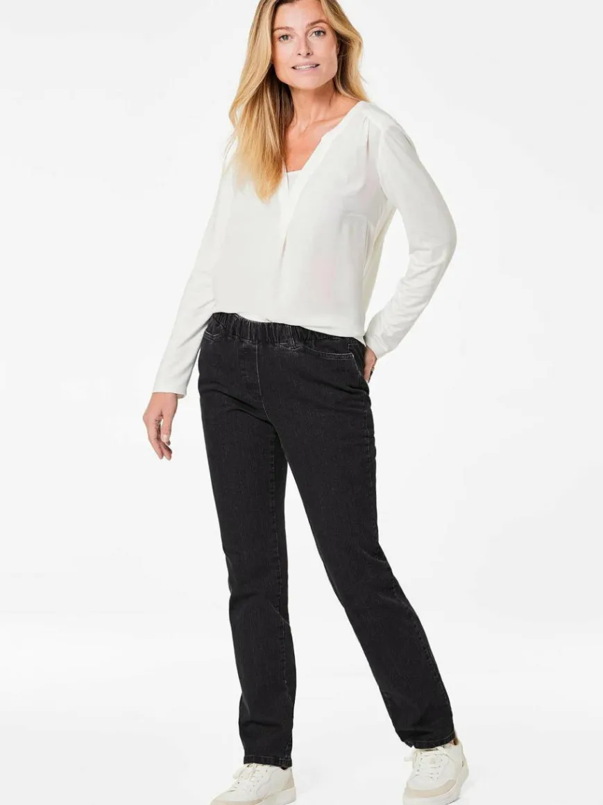 Goldner Jeans*Damen Jeansschlupfhose LOUISA - Klassische Jeansschlupfhose LOUISA schwarz uni