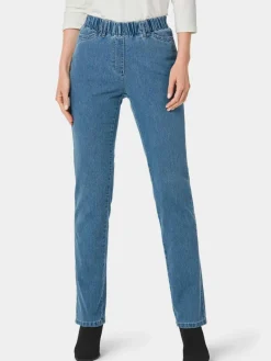 Goldner Jeans*Damen Jeansschlupfhose LOUISA - Edel geschmückte Jeansschlupfhose LOUISA hellblau uni